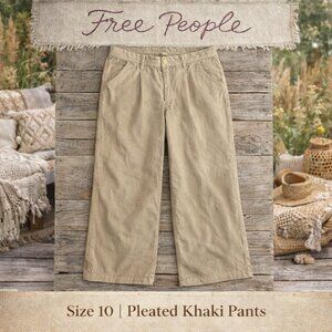Free People Pleated Khaki Pants- 10